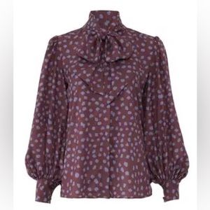Hunter Bell Maroon Dot Finley Blouse Size Small